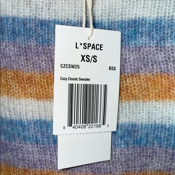 L Space - Cozy Clouds Sweater - Beautiful Skies Stripe Size S NWT - Picture 4 of 8